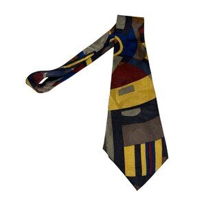 Giorgio Benelli Boutique 100% Silk Abstract Geometric Pattern Tie Multicolor 3.5